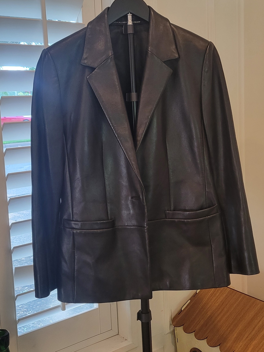 Classic Black Leather Blazer Jacket